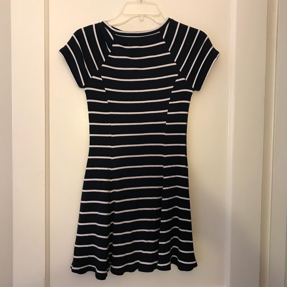 Navy and white striped sundress